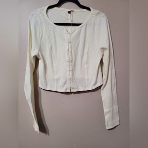 Free People Ivory Button-Down Top